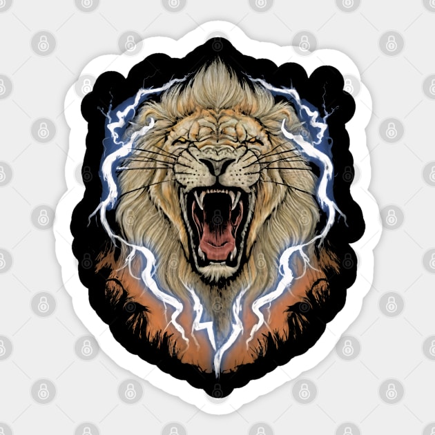 Thunderous Roar, Lion Sticker by SimpliPrinter